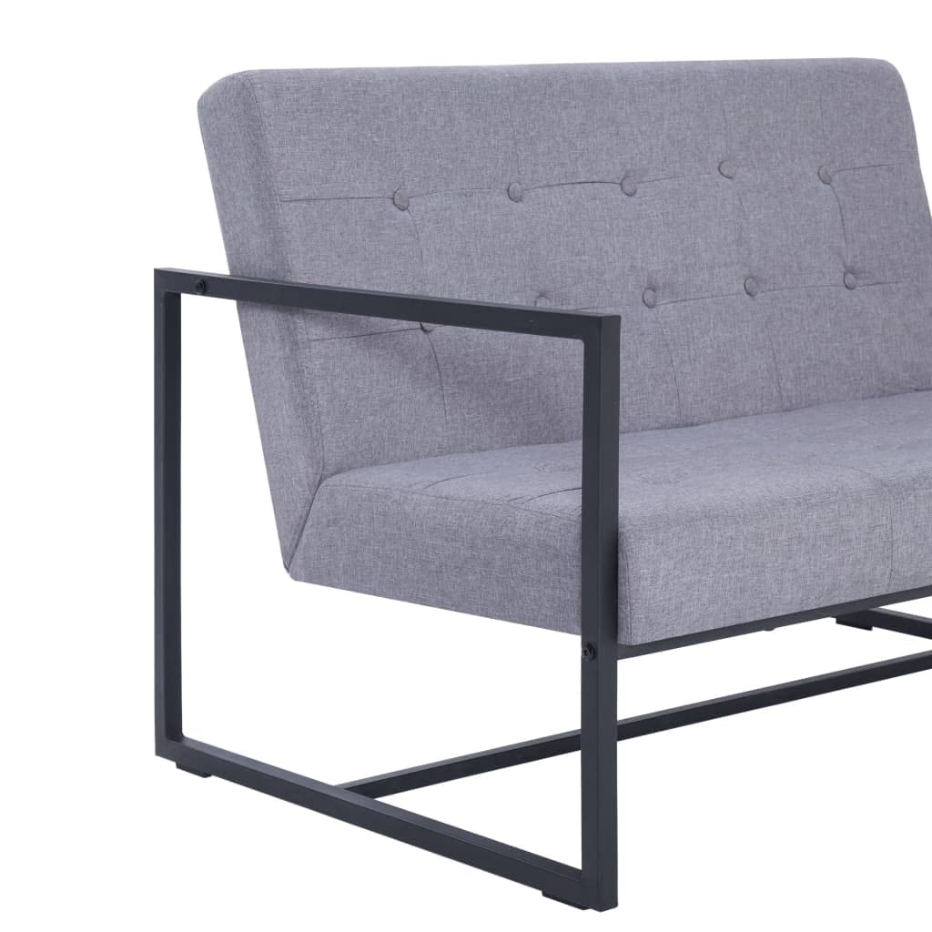 Light Gray 2-Seater Fabric Loveseat Sofa with Armrests X749336