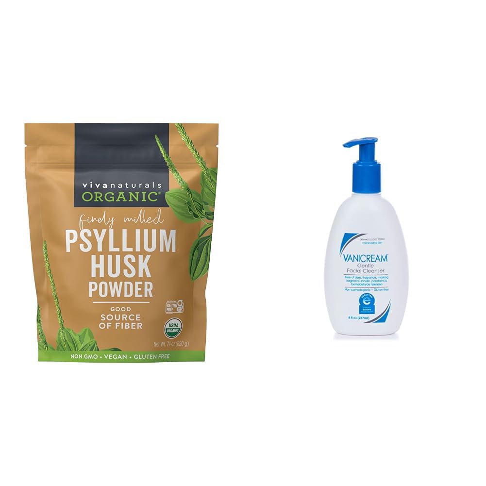 24 oz Organic Psyllium Husk Powder & 8 fl oz Gentle Facial Cleanser Bundle C222678