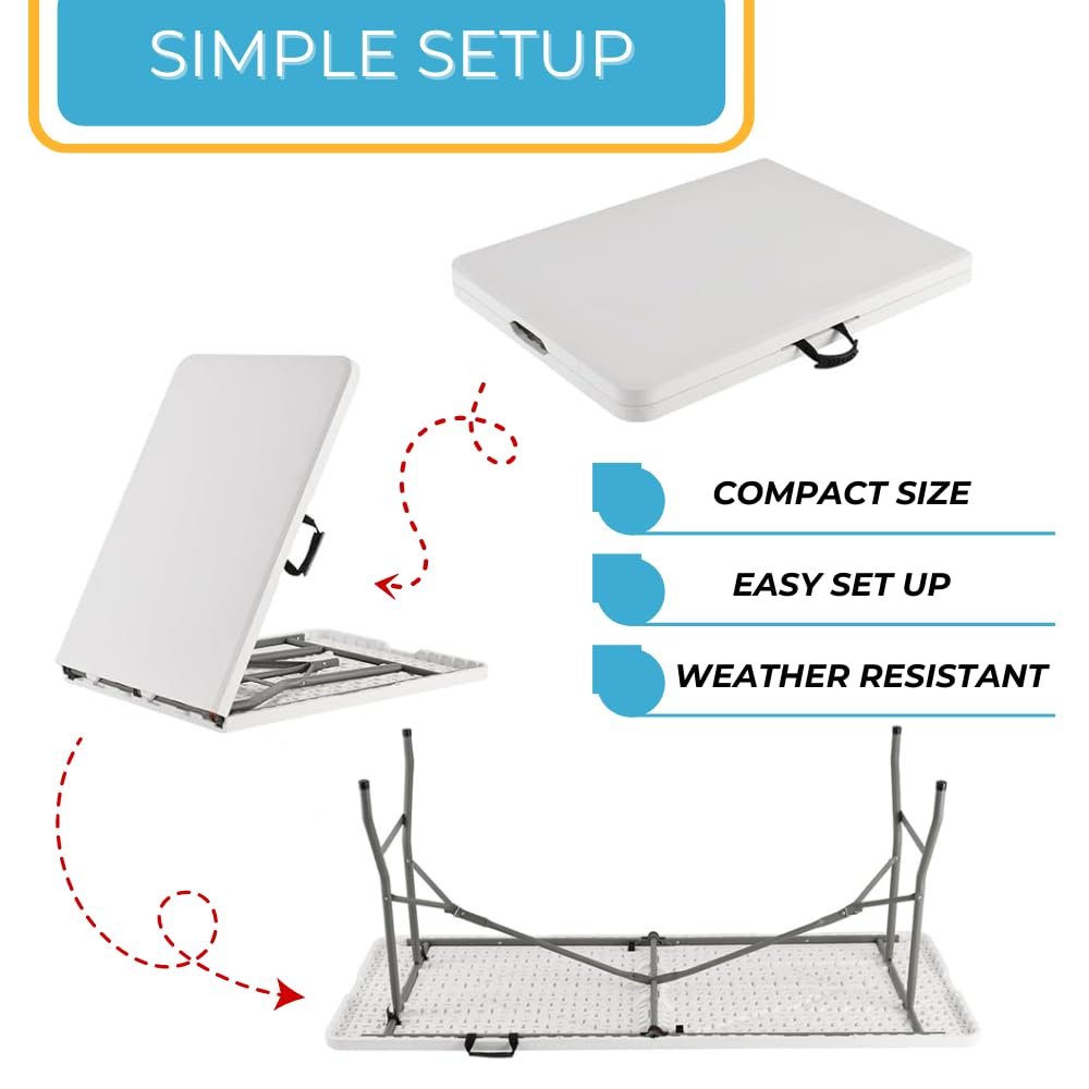 6 Ft White Portable Folding Plastic Dining Table G9470