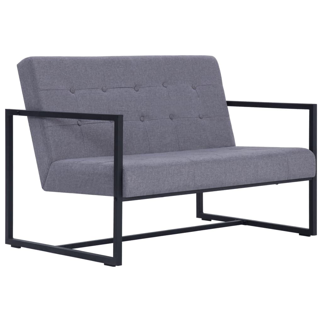 Light Gray 2-Seater Fabric Loveseat Sofa with Armrests X749336