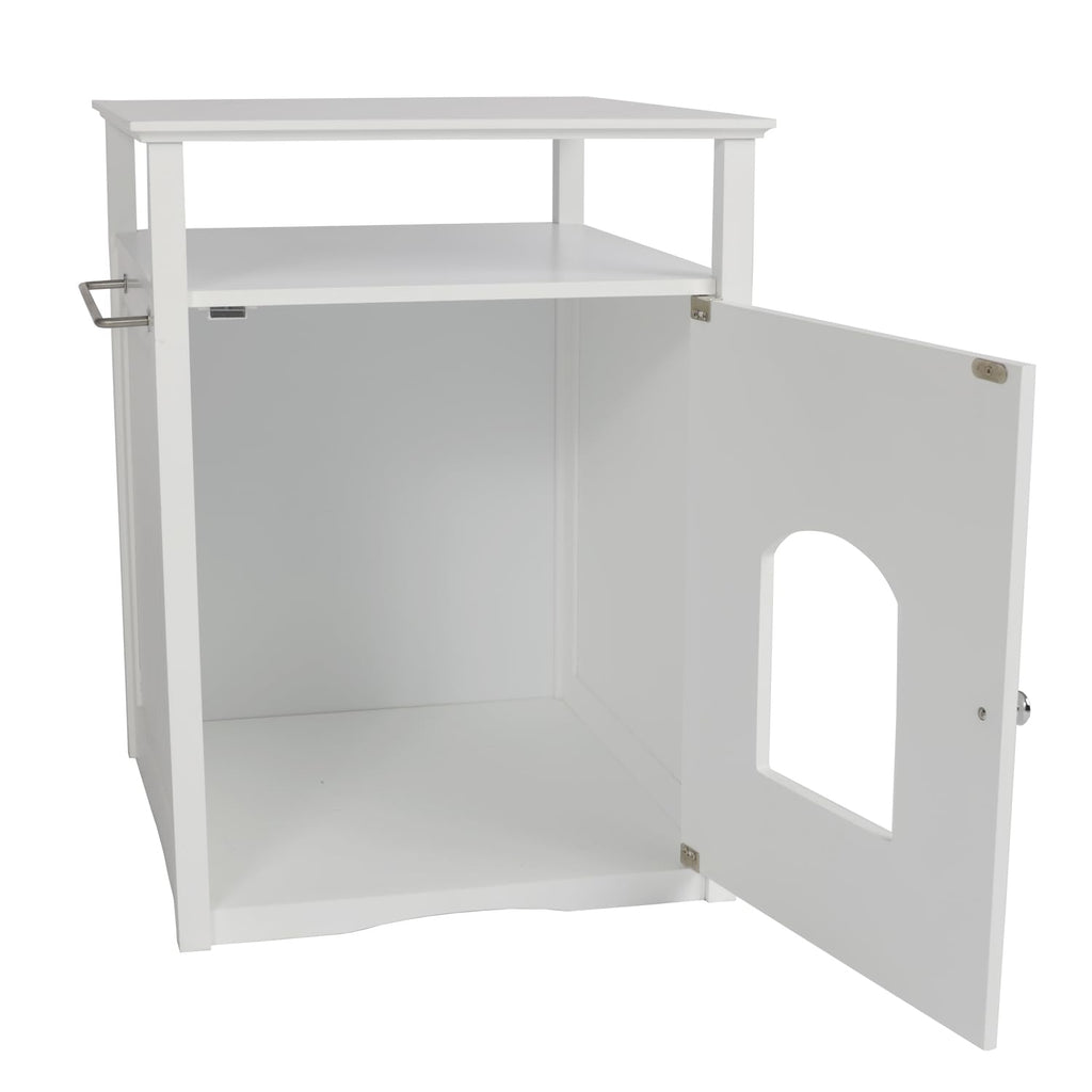 Glossy White Cat Litter Box Cover R6298