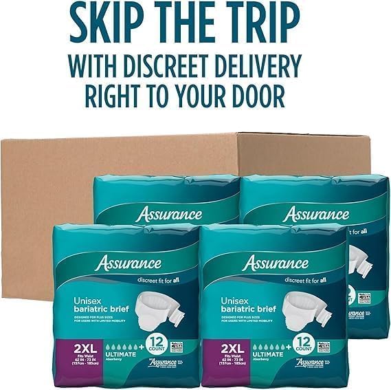 Maximum Absorbency Unisex Adult Briefs White 2XL 48 Count H7117
