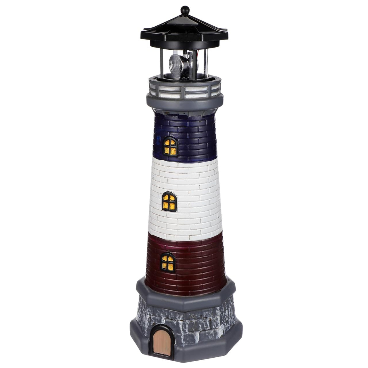 Solar Lighthouse Statue, Resin Waterproof, Black, 4.72 X 4.72 X 14.76 Inches P3110