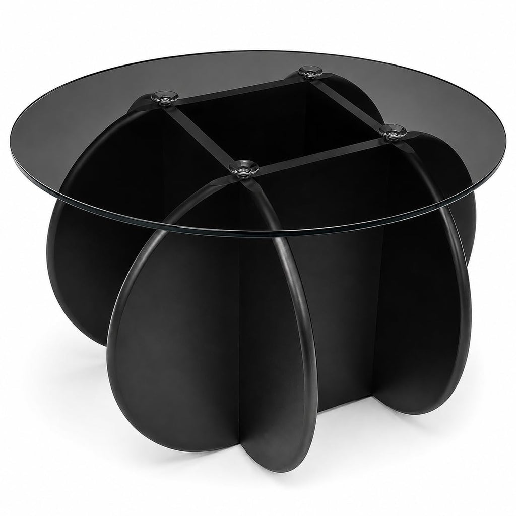 Black Round Glass Top Coffee Table E5505