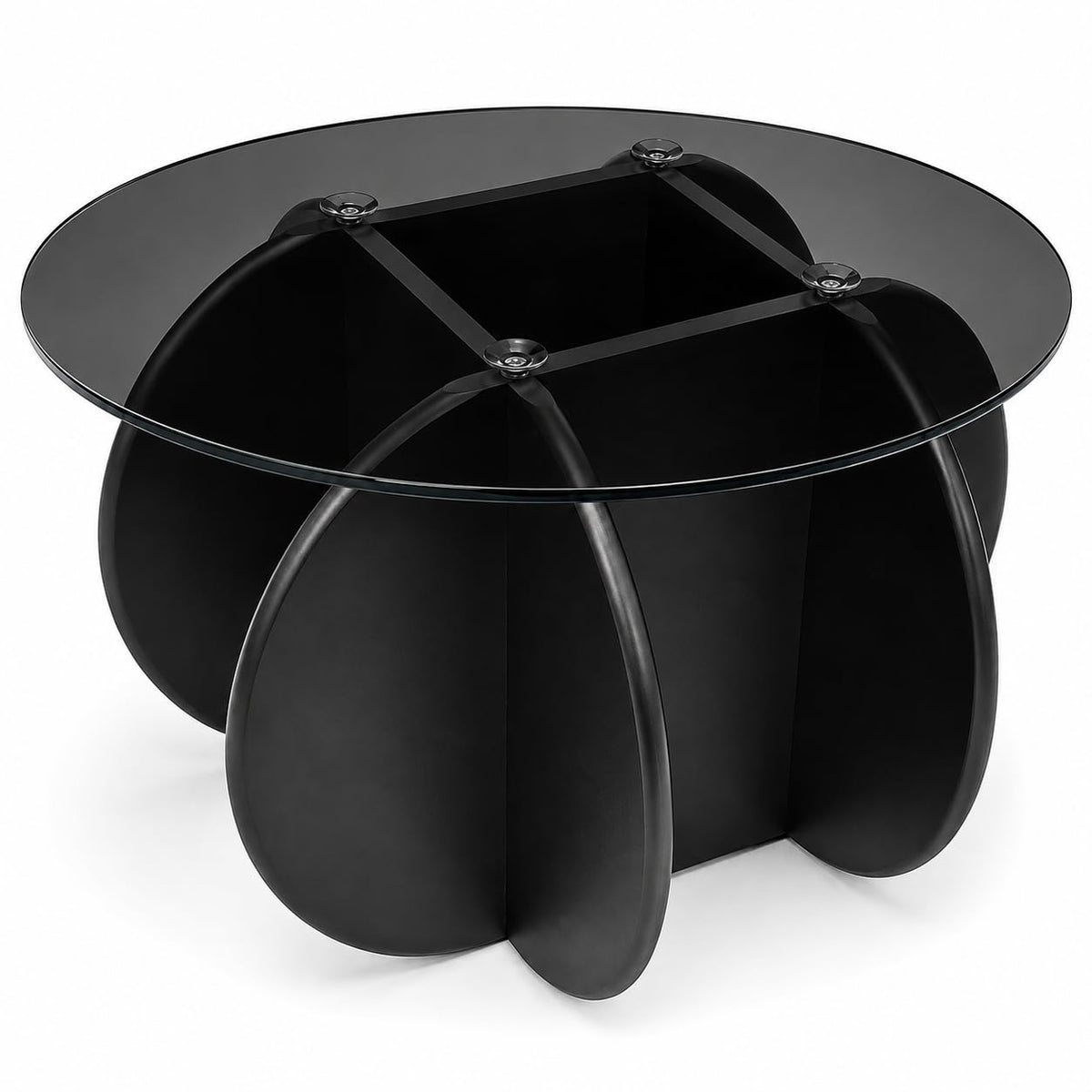 Black Round Glass Top Coffee Table E5505
