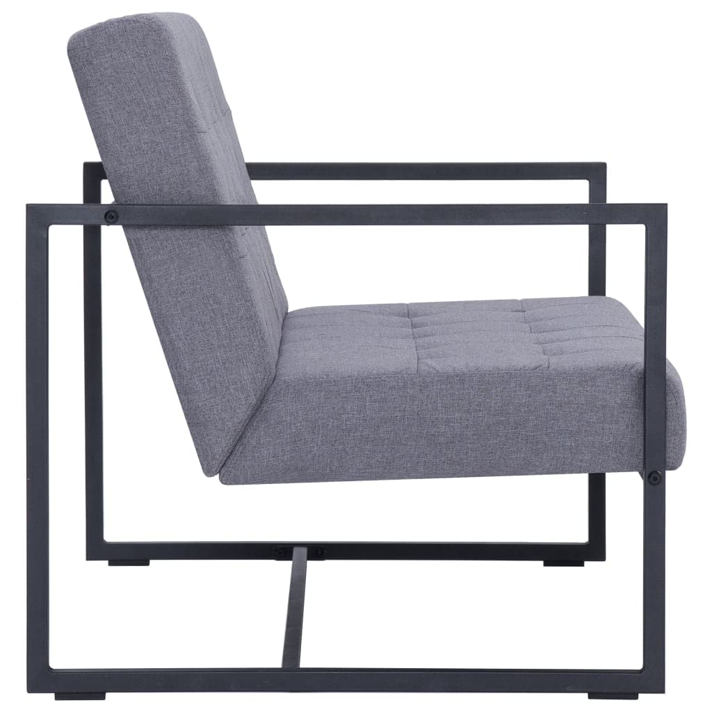 Light Gray 2-Seater Fabric Loveseat Sofa with Armrests X749336