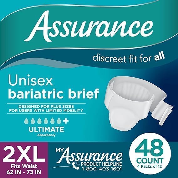 Maximum Absorbency Unisex Adult Briefs White 2XL 48 Count H7117