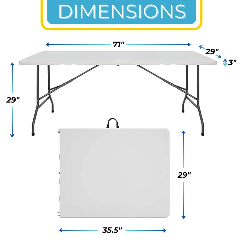 6 Ft White Portable Folding Plastic Dining Table G9470