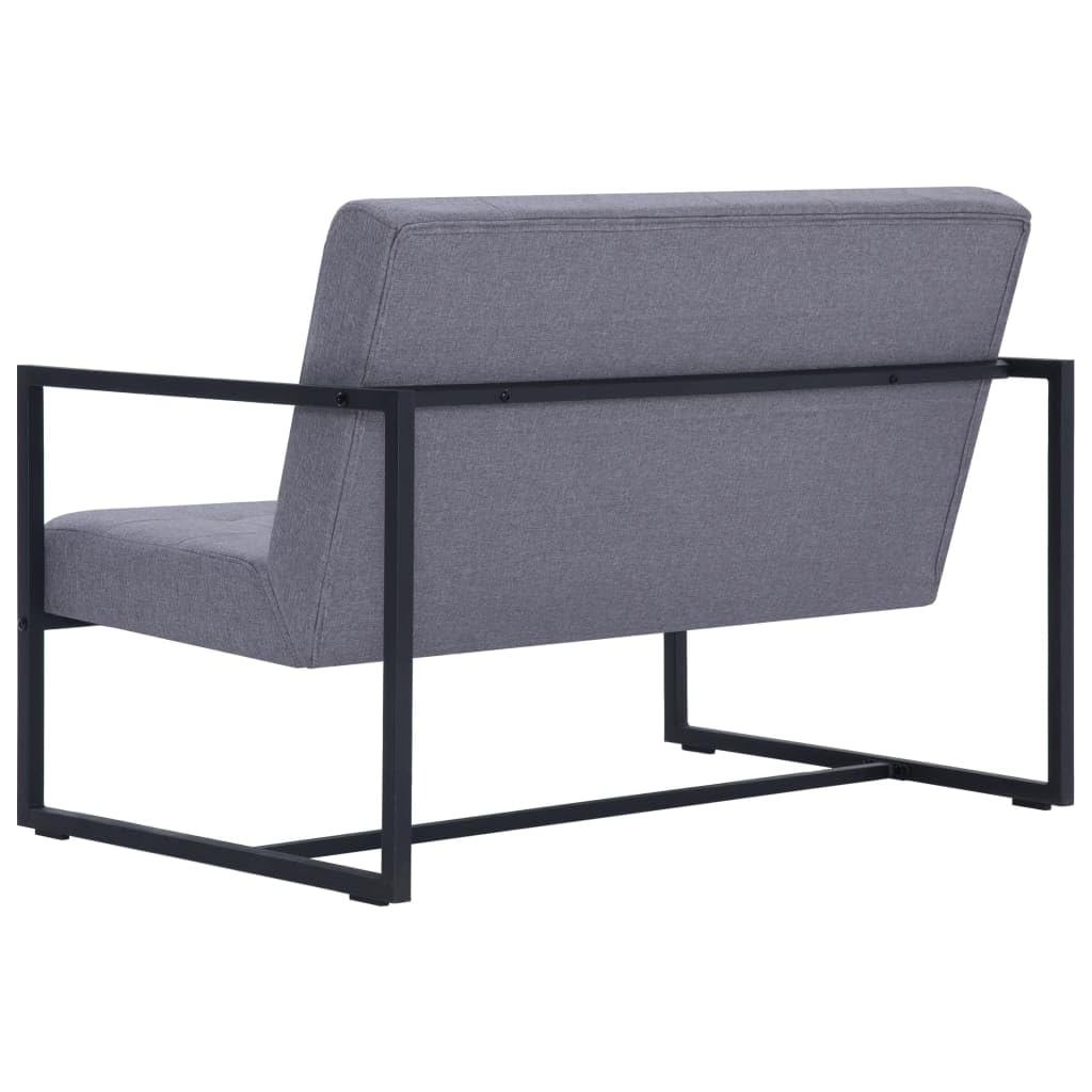 Light Gray 2-Seater Fabric Loveseat Sofa with Armrests X749336