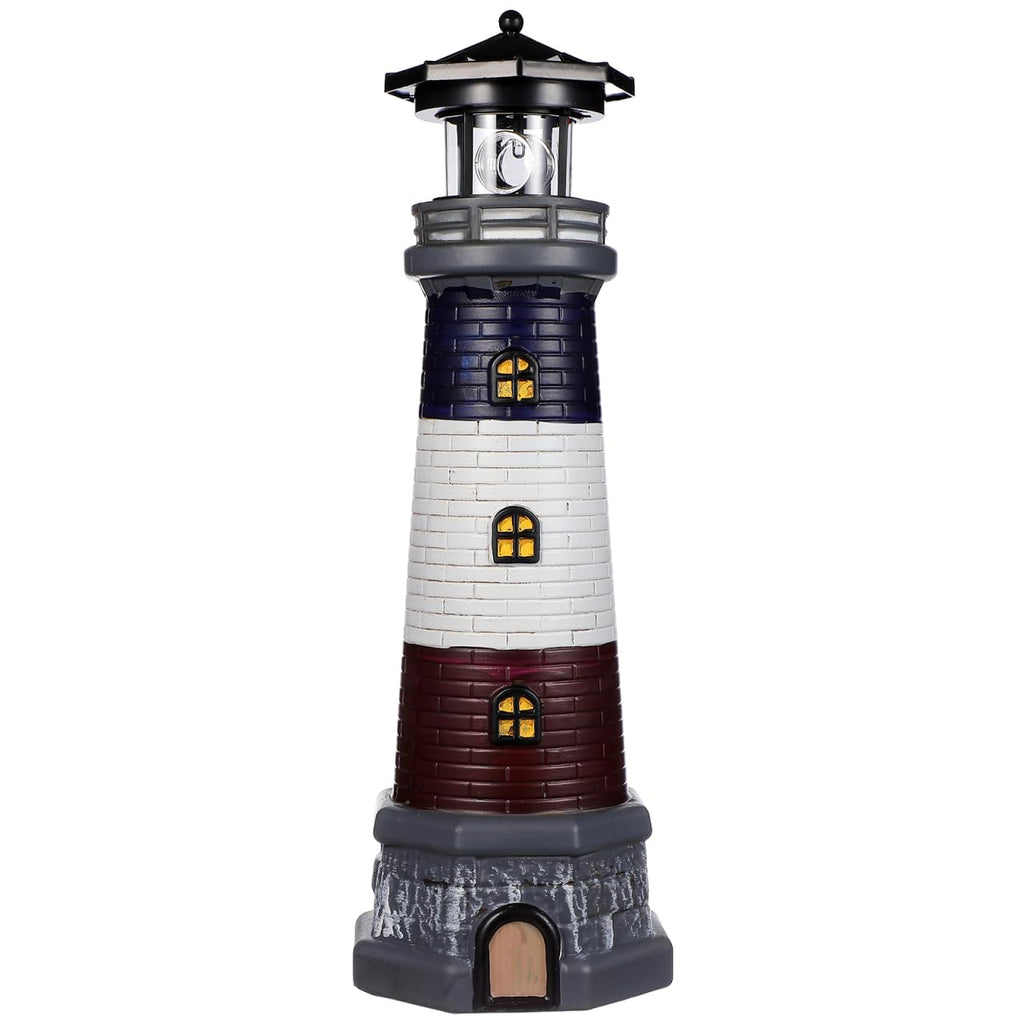 Solar Lighthouse Statue, Resin Waterproof, Black, 4.72 X 4.72 X 14.76 Inches P3110