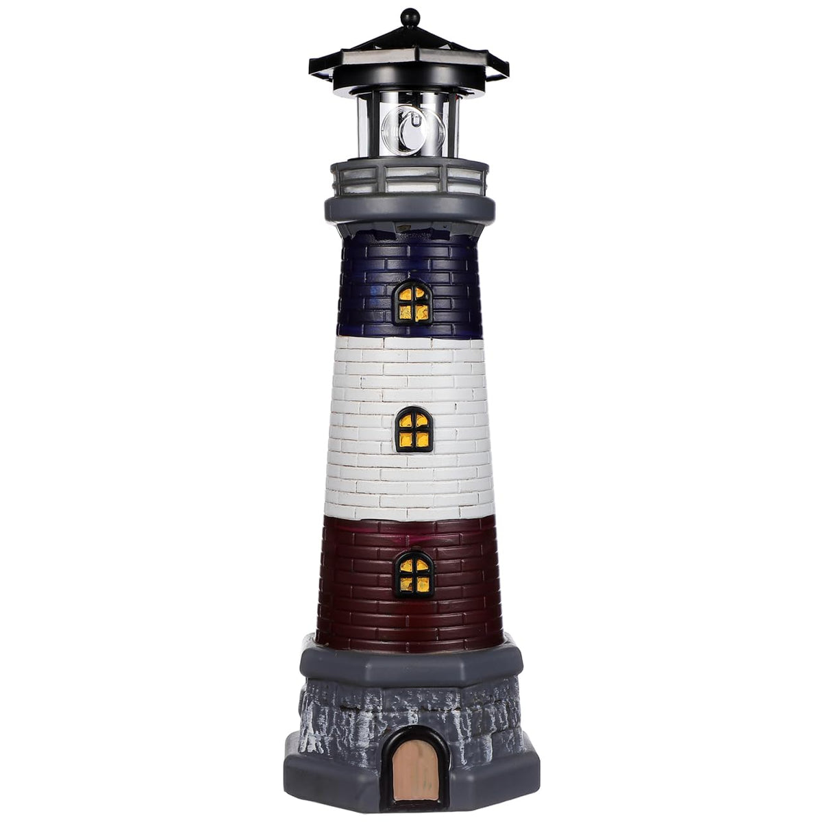 Solar Lighthouse Statue, Resin Waterproof, Black, 4.72 X 4.72 X 14.76 Inches P3110