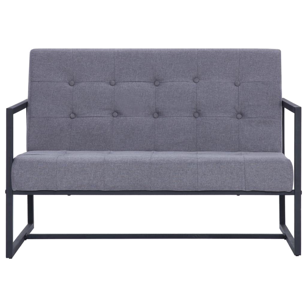 Light Gray 2-Seater Fabric Loveseat Sofa with Armrests X749336