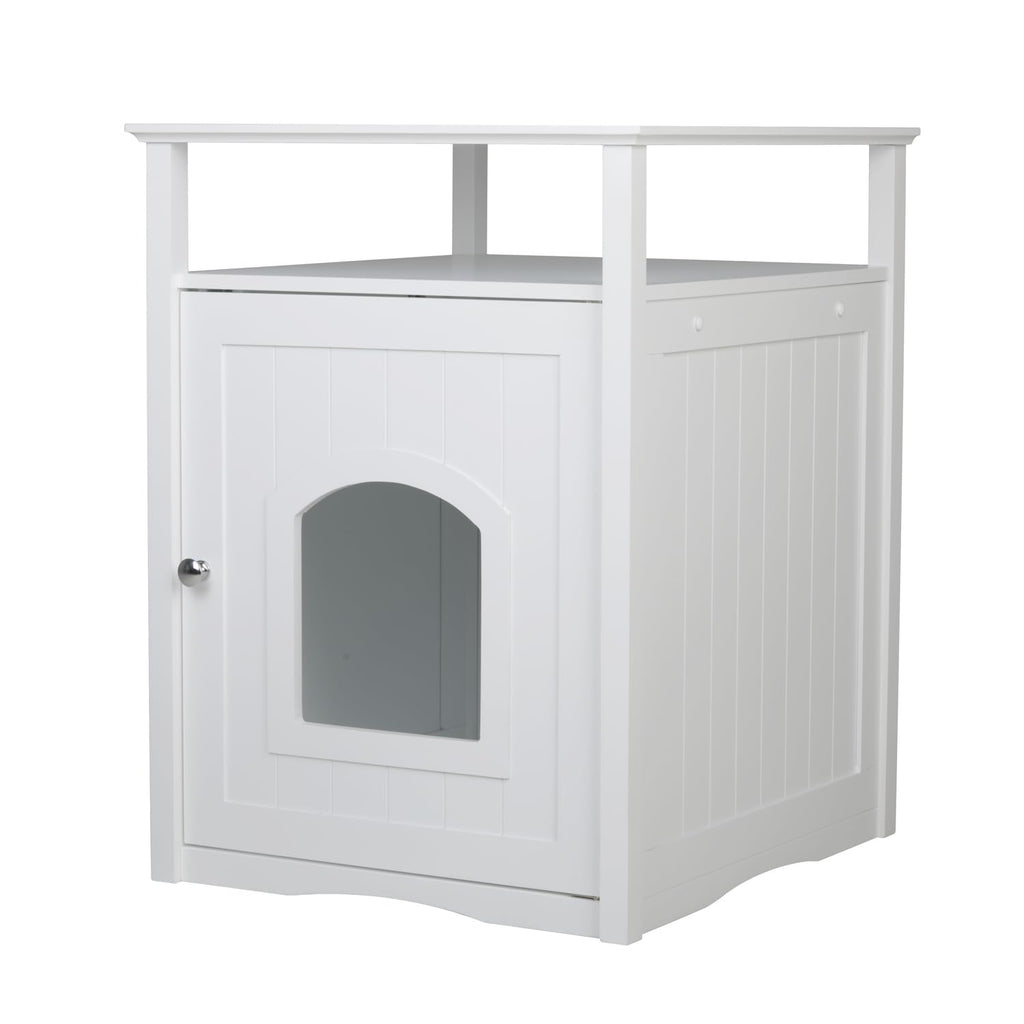 Glossy White Cat Litter Box Cover R6298