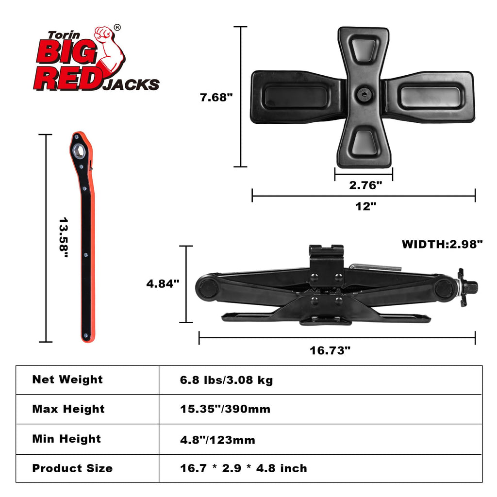 Steel 1.5 Ton Scissor Jack with Ratchet Wrench T940428