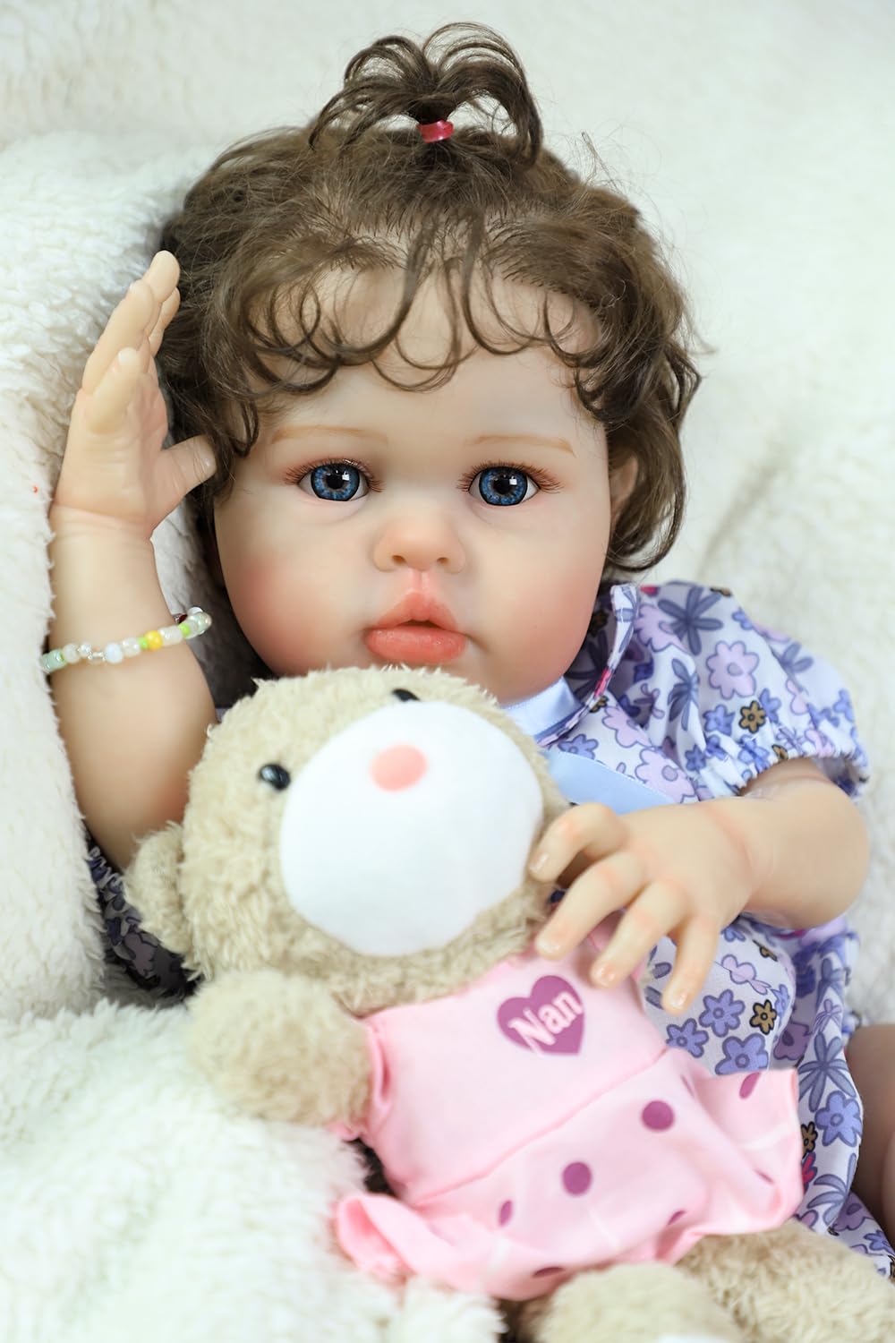 20 Inch Silicone Reborn Baby Doll with Curly Hair E633623