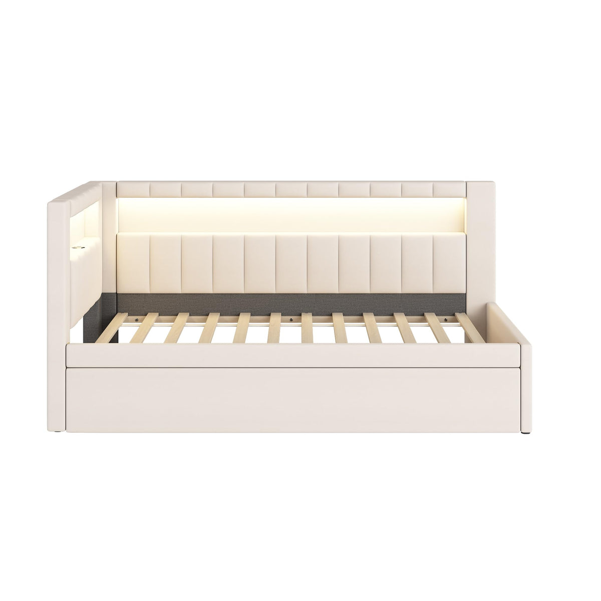 White Twin Size Upholstered Daybed with Trundle K102150