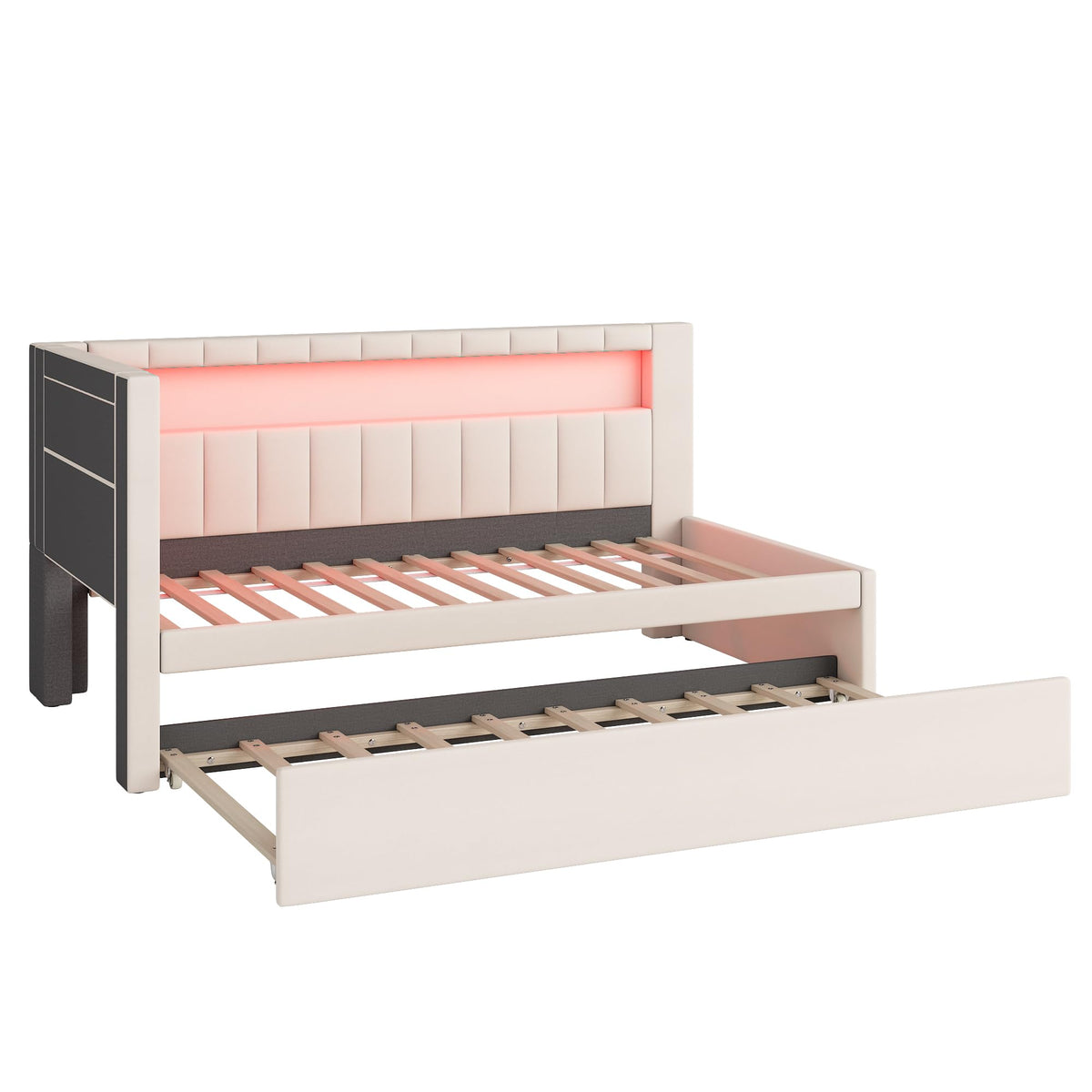 White Twin Size Upholstered Daybed with Trundle K102150
