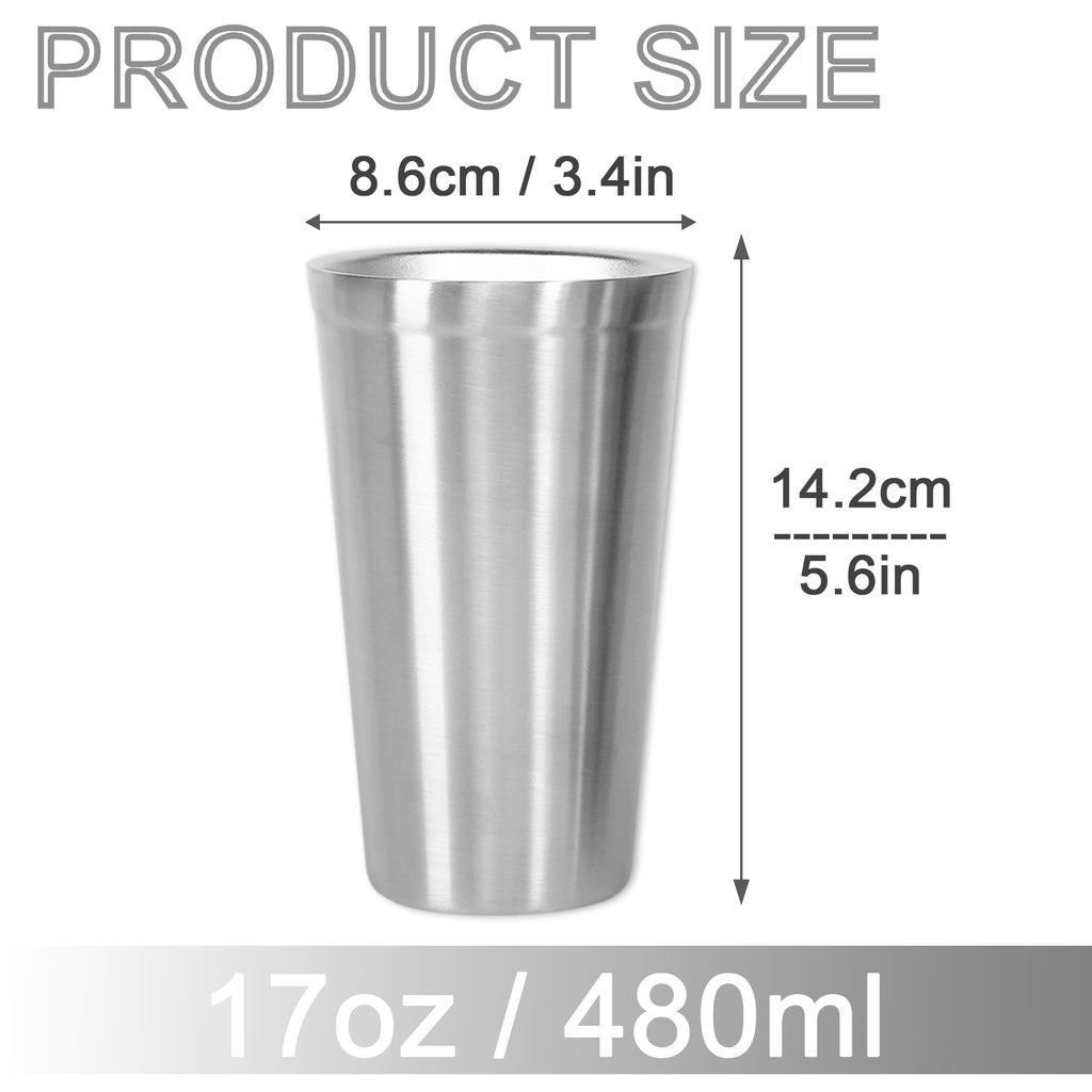 Stainless Steel Double Walled Insulated Cups Set of 2 Stackable 16oz R420