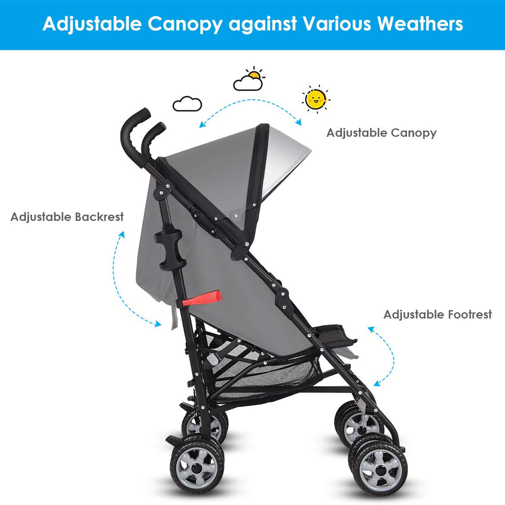Lightweight Compact Foldable Stroller with Canopy and Cup Holder D5136