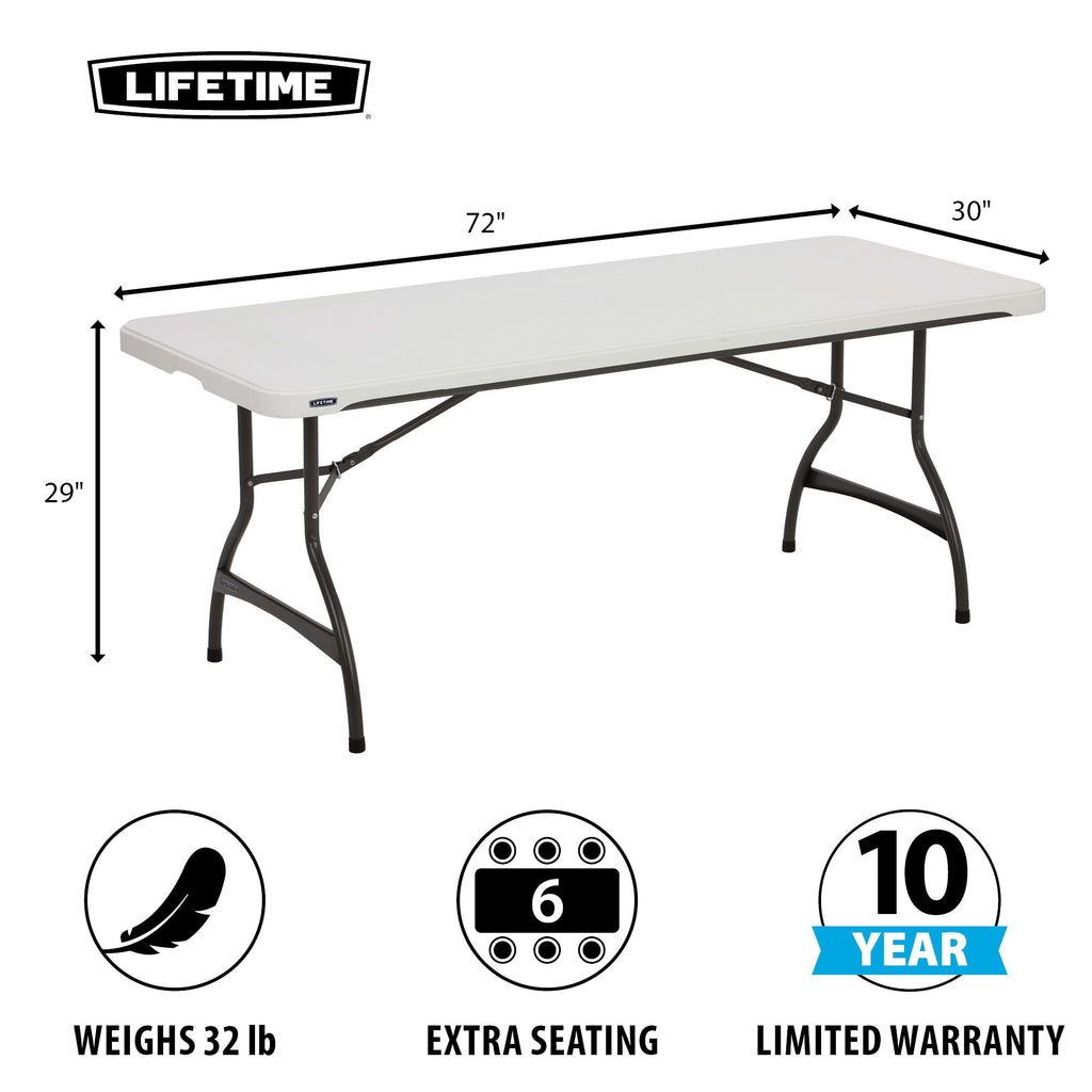 6 Ft Rectangular 4 Folding Tables and 24 Chairs Set White Granite O218077