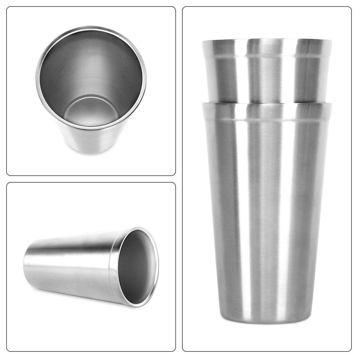Stainless Steel Double Walled Insulated Cups Set of 2 Stackable 16oz R420