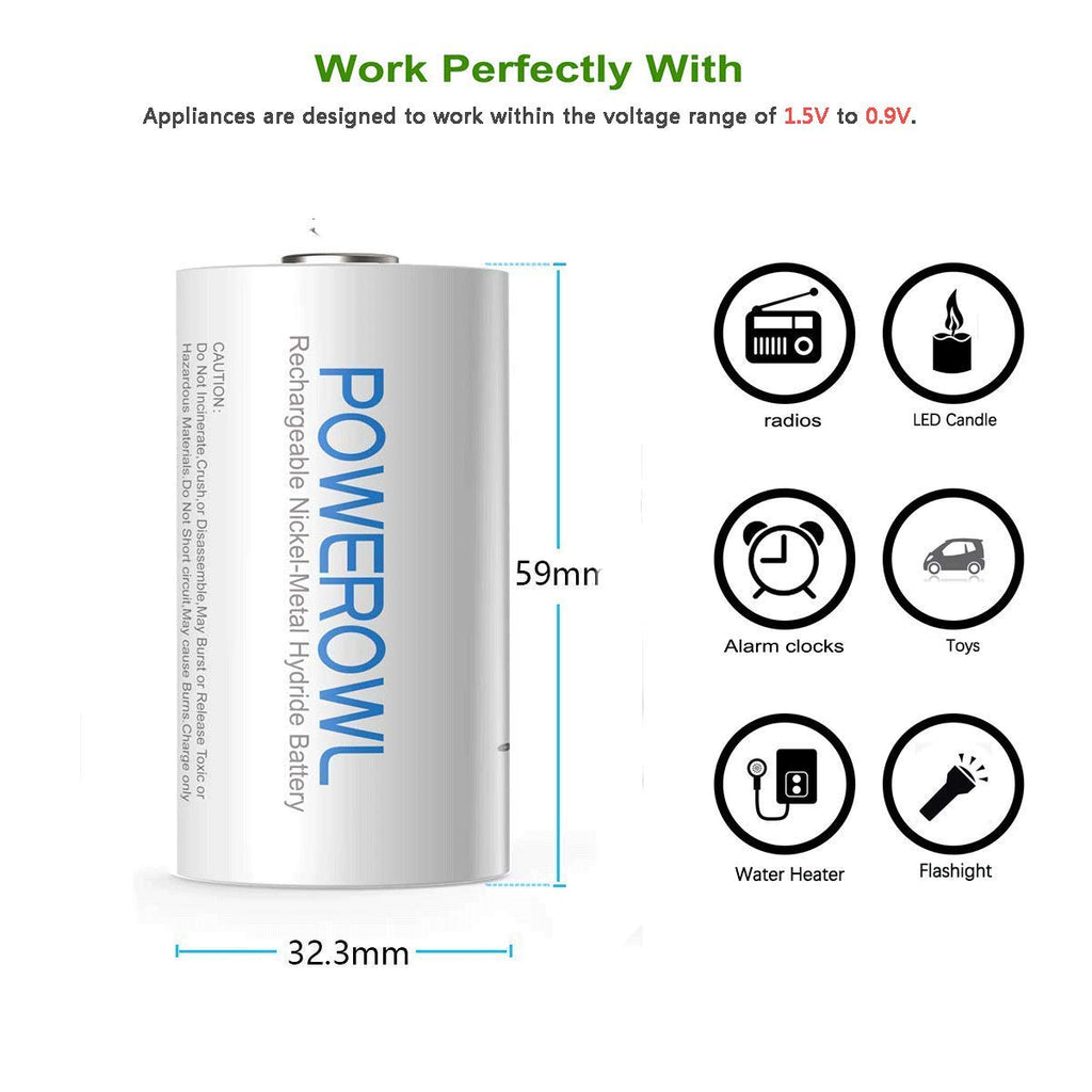 Rechargeable D Batteries 10000mah NiMH 4 Count B457