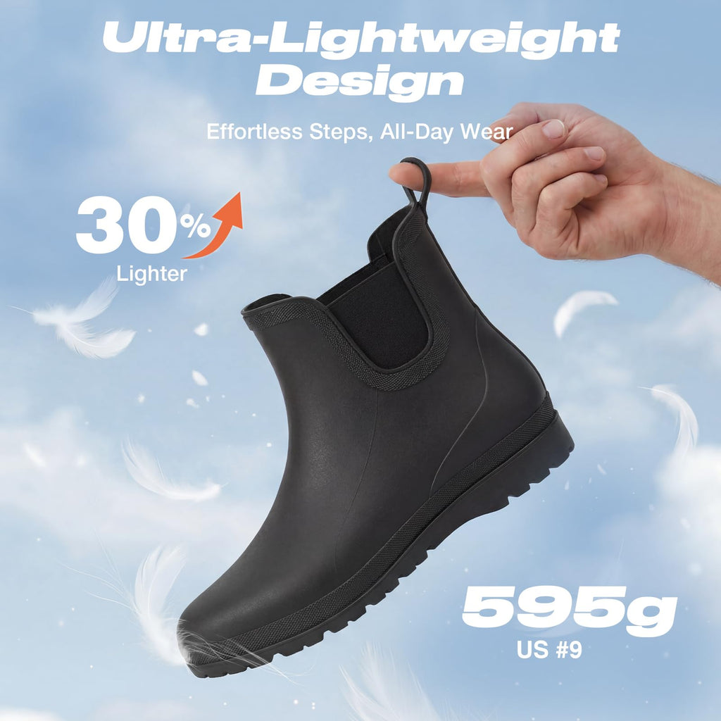 Men's Waterproof Lightweight Ankle Rain Boots X6273