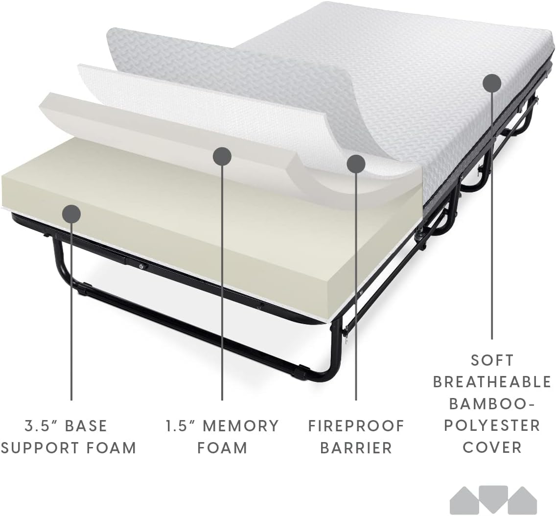 Twin Size Folding Bed with Memory Foam Mattress B470