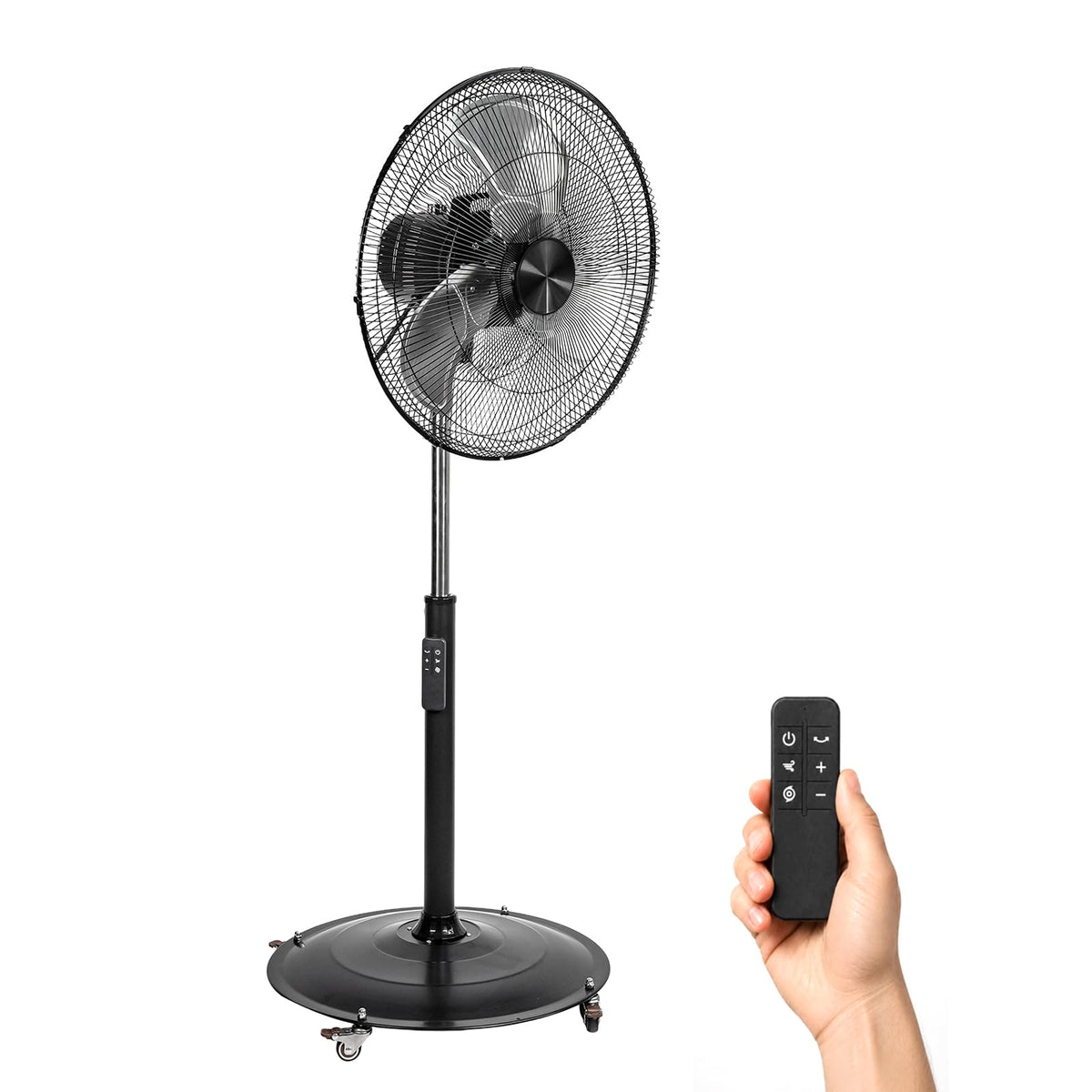 18" Black Oscillating Pedestal Fan with Remote P82892