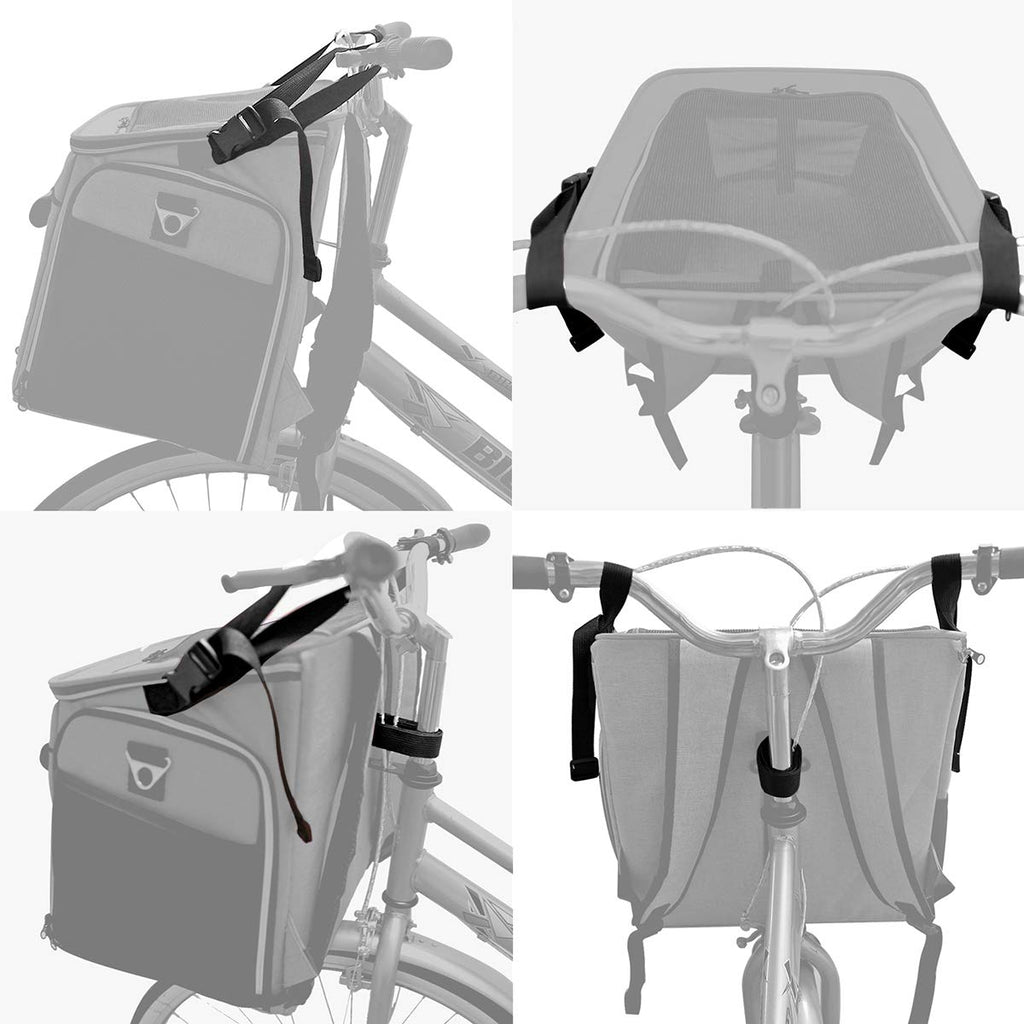 Foldable Soft-Sided Dog Bike Basket Carrier with 2 Open Doors Z918582
