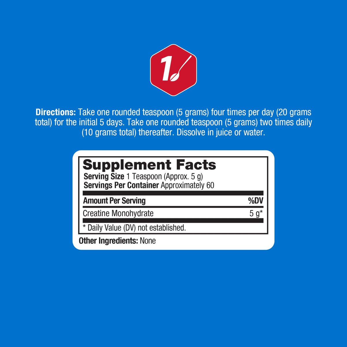 Creatine Monohydrate Powder 5g 300g 60 Servings A876872
