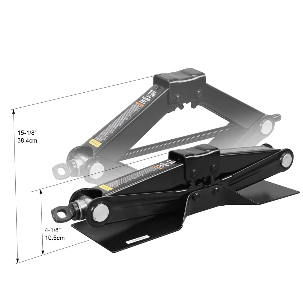 Steel Scissor Lift Jack Car Kit, 1.5 Ton Capacity, Black B357317