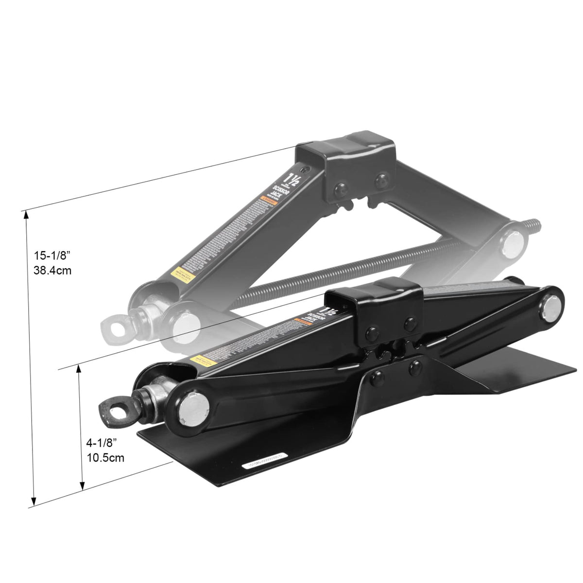 Steel Scissor Lift Jack Car Kit, 1.5 Ton Capacity, Black B357317
