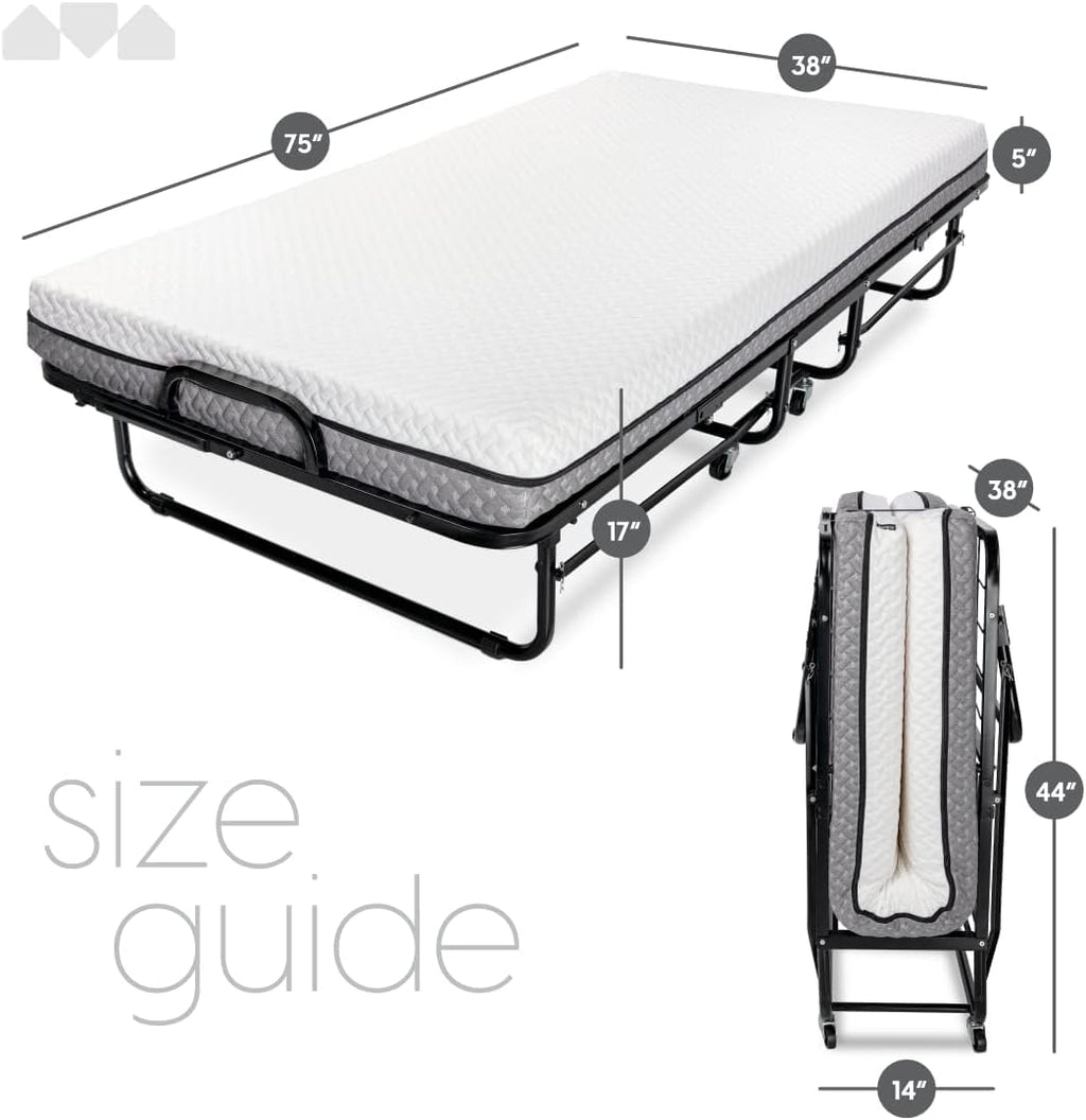 Twin Size Folding Bed with Memory Foam Mattress B470