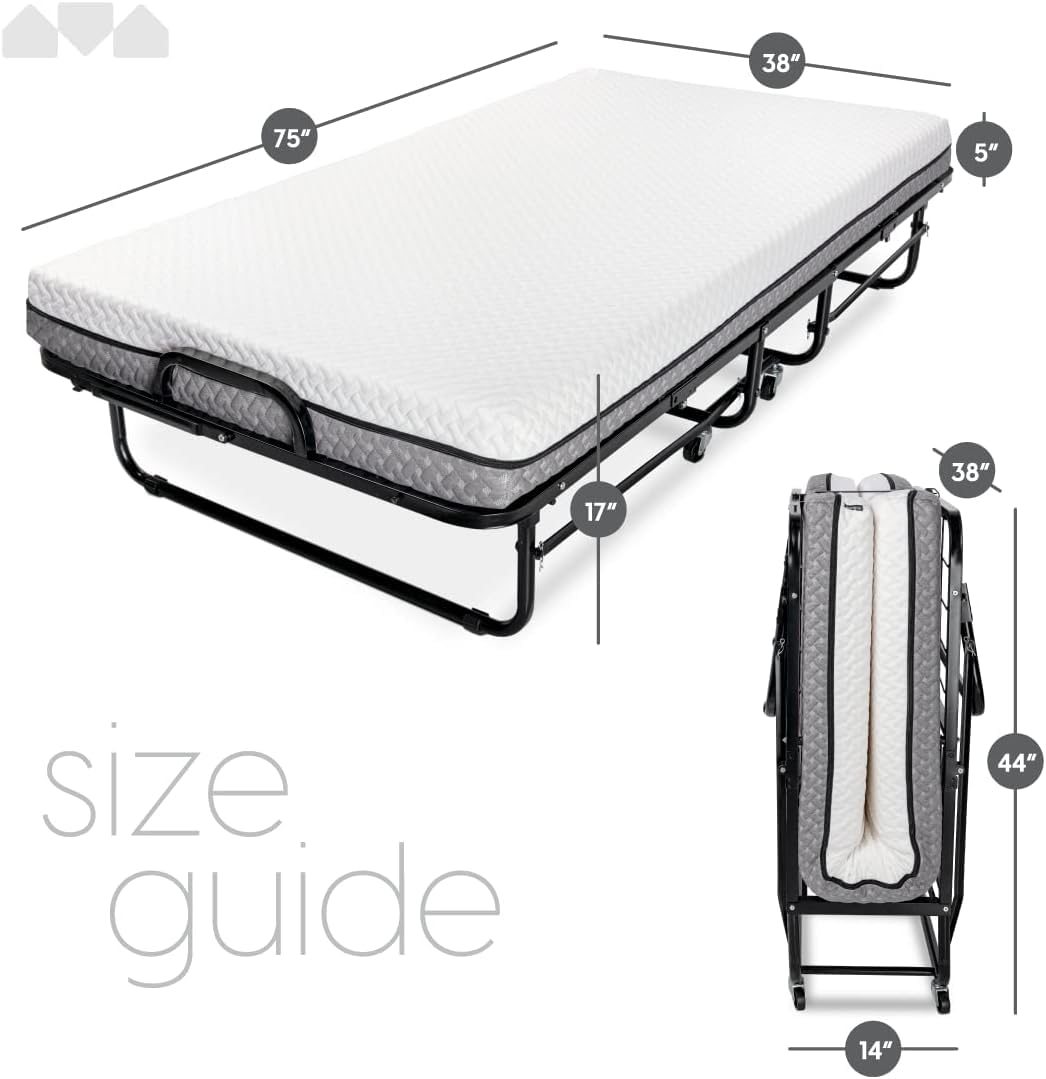 Twin Size Folding Bed with Memory Foam Mattress B470