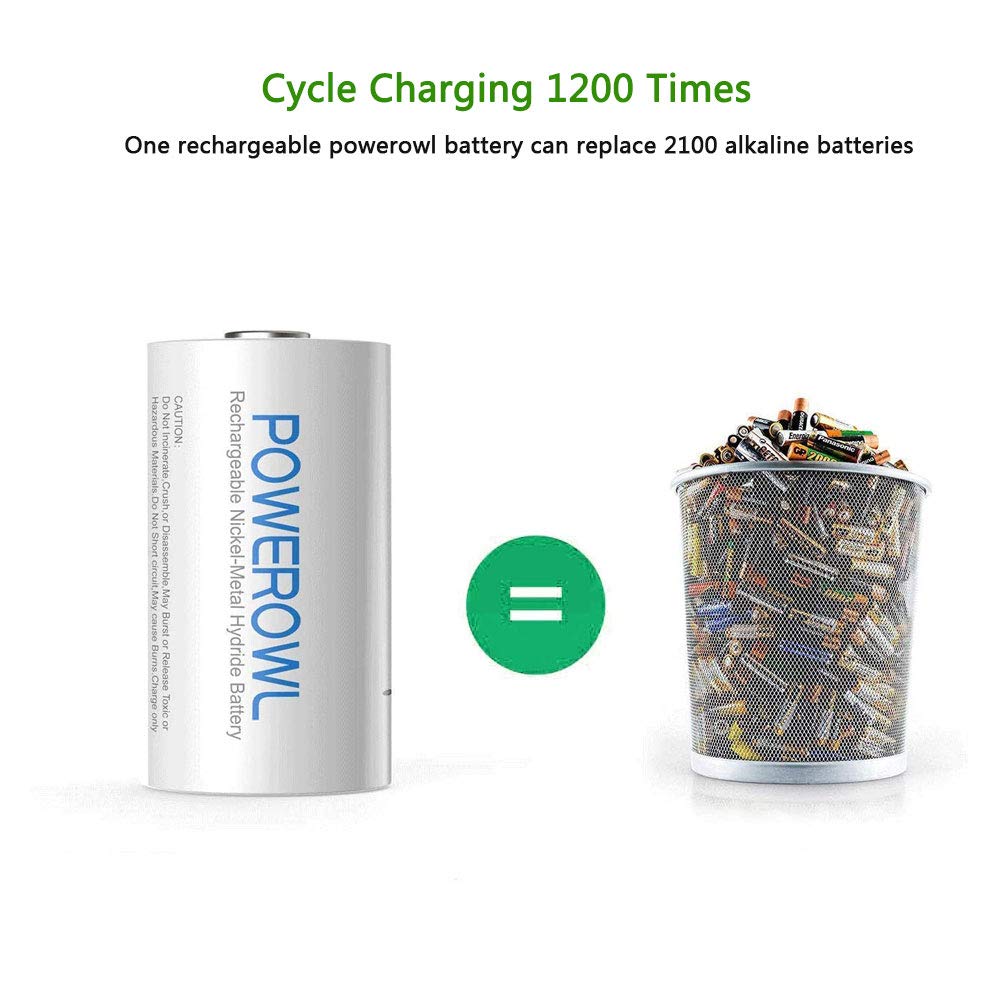 Rechargeable D Batteries 10000mah NiMH 4 Count B457