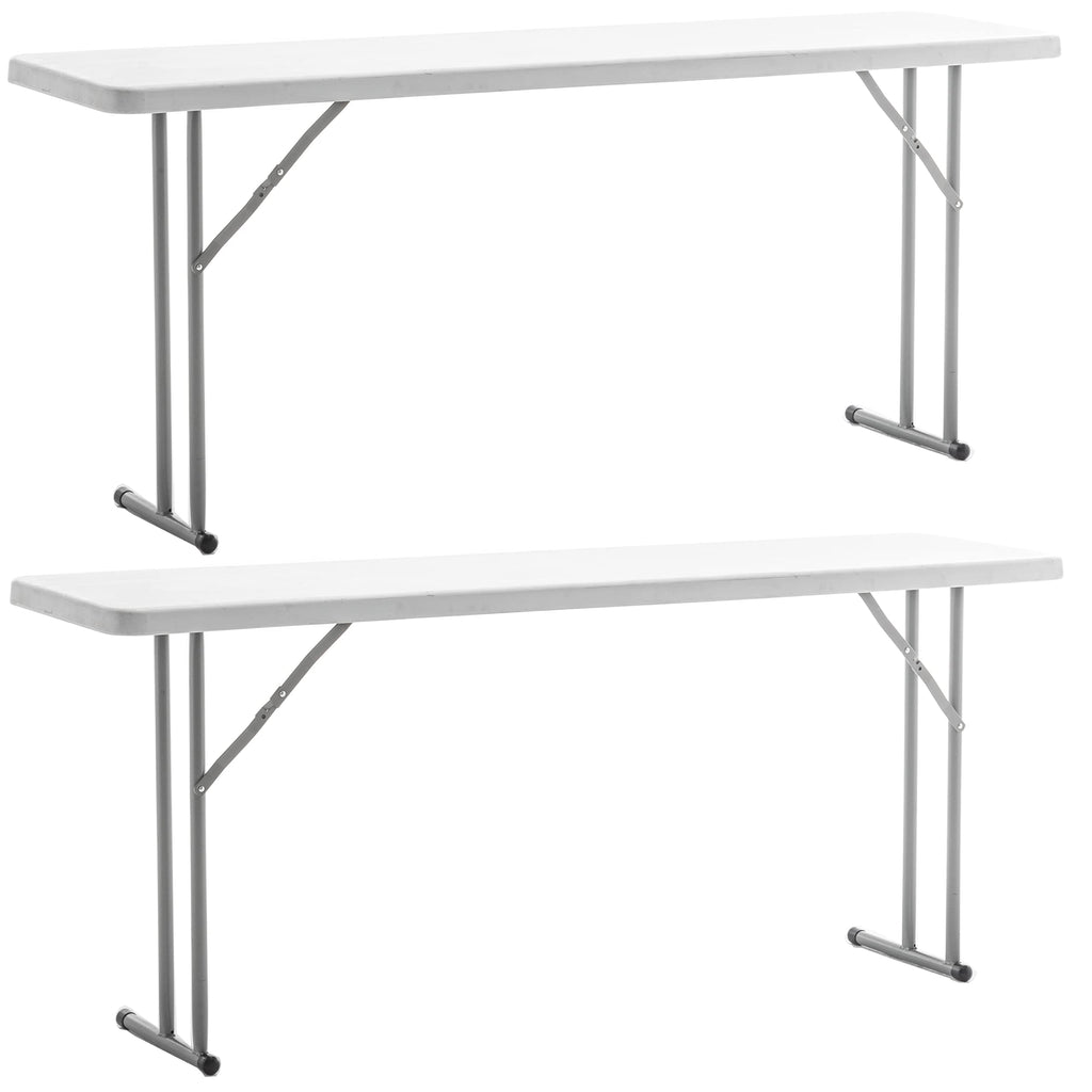 White Plastic Folding Table Set of 2 Z44521