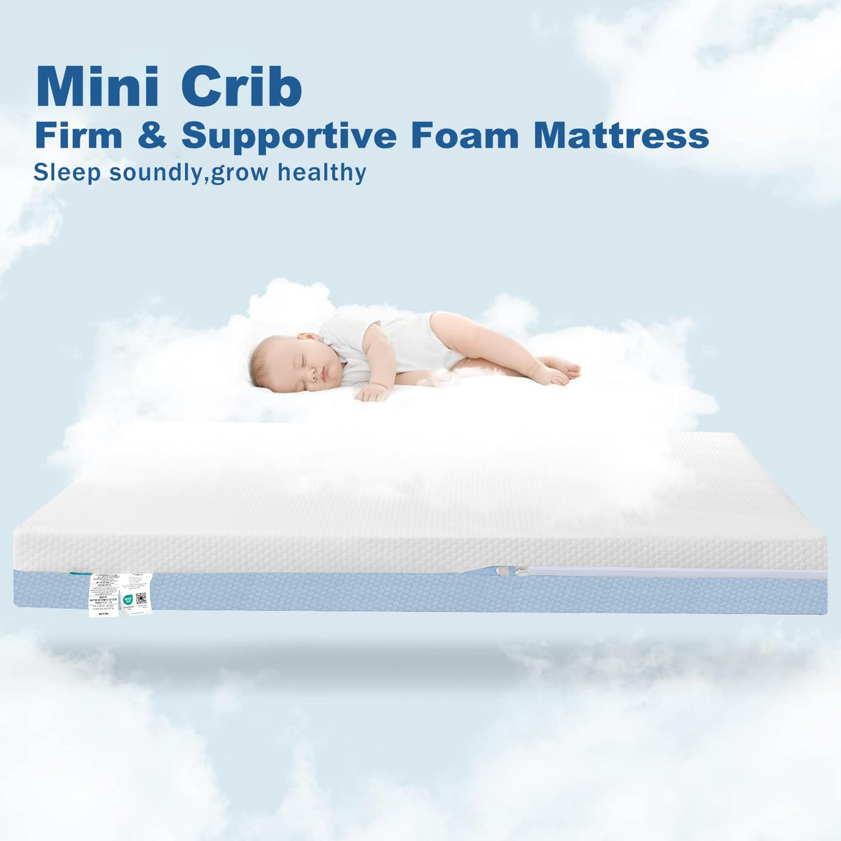 Mini Crib Mattress Dual-Sided Foam with Washable Cover P50872