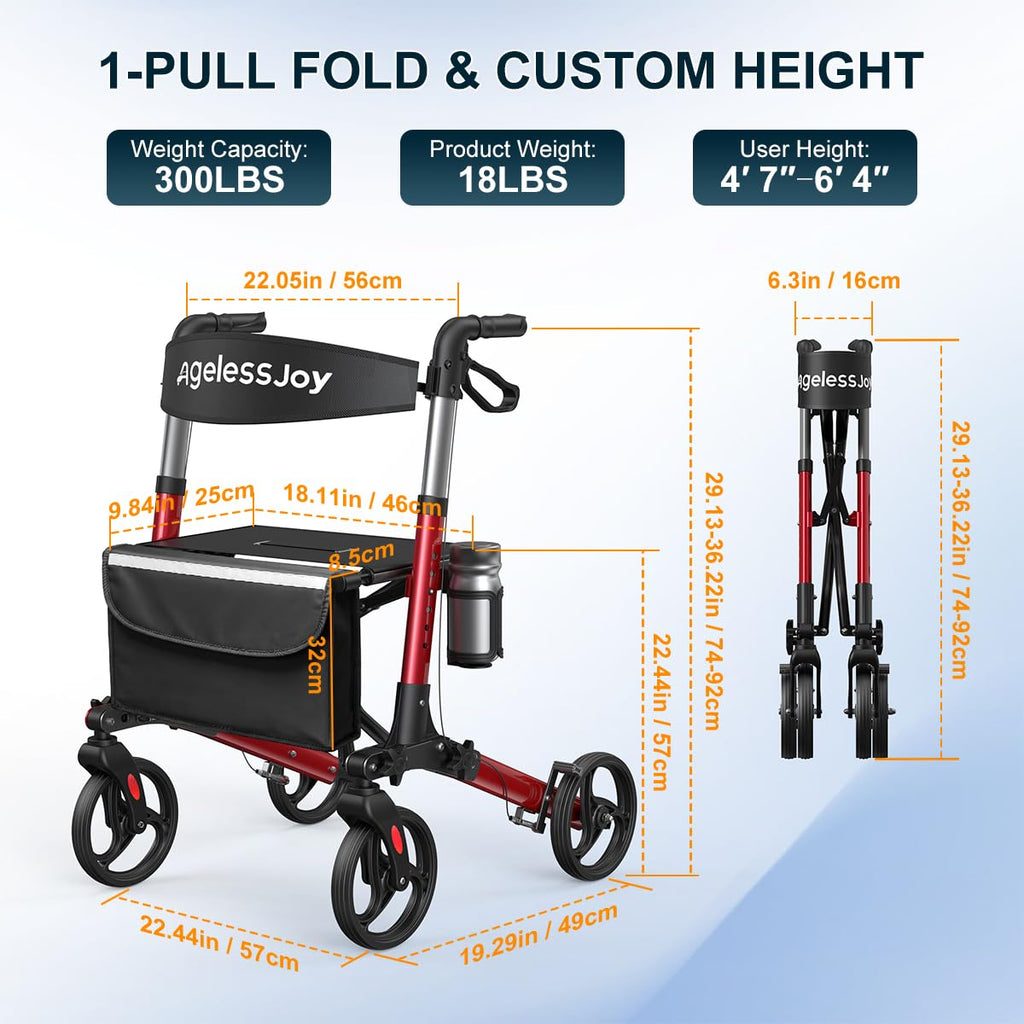 Foldable Rollator Walker with Seat T29212