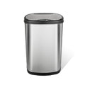 13 Gallon Oval Automatic Trash Can, 50L Touchless Motion Sensor Garbage Can with Odor-Sealing Lid & One-Touch Manual Mode, Silver Stainless Steel, Black Trim O385852