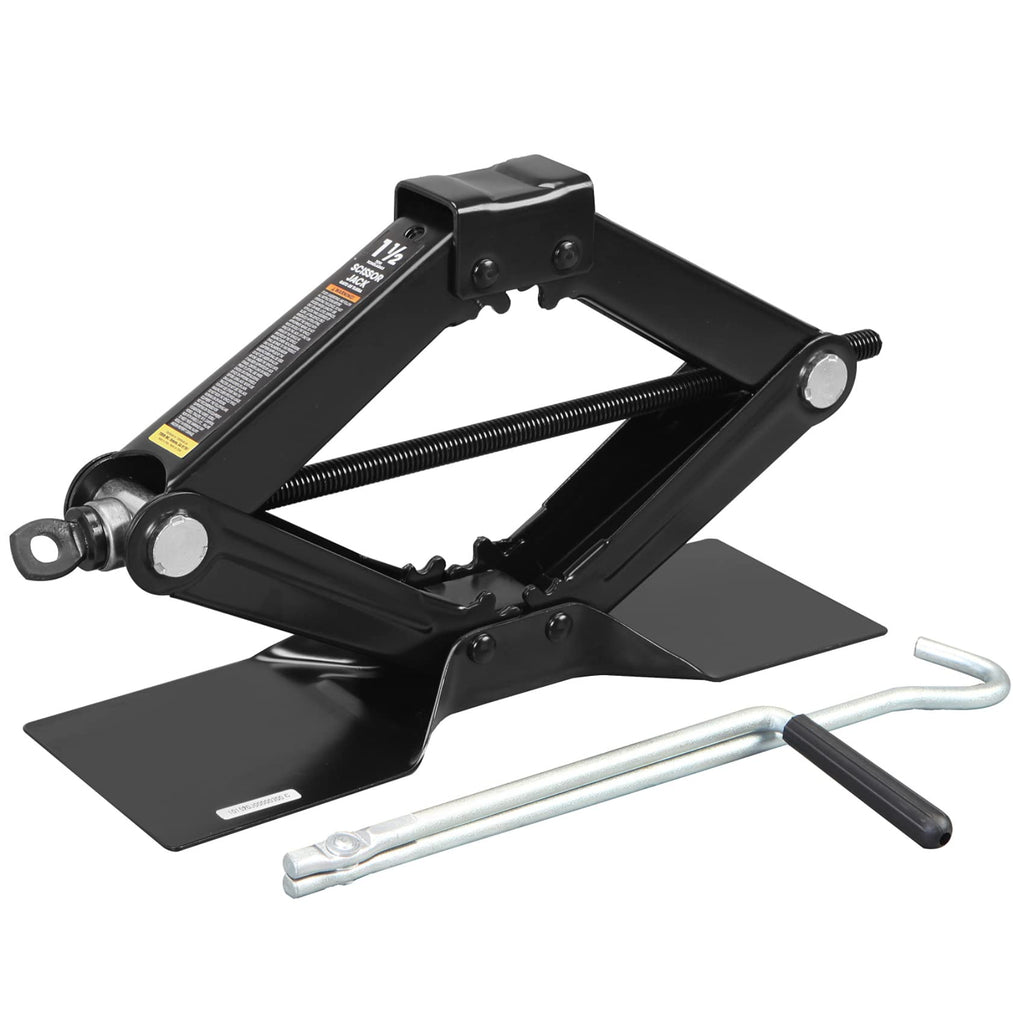 Steel Scissor Lift Jack Car Kit, 1.5 Ton Capacity, Black B357317