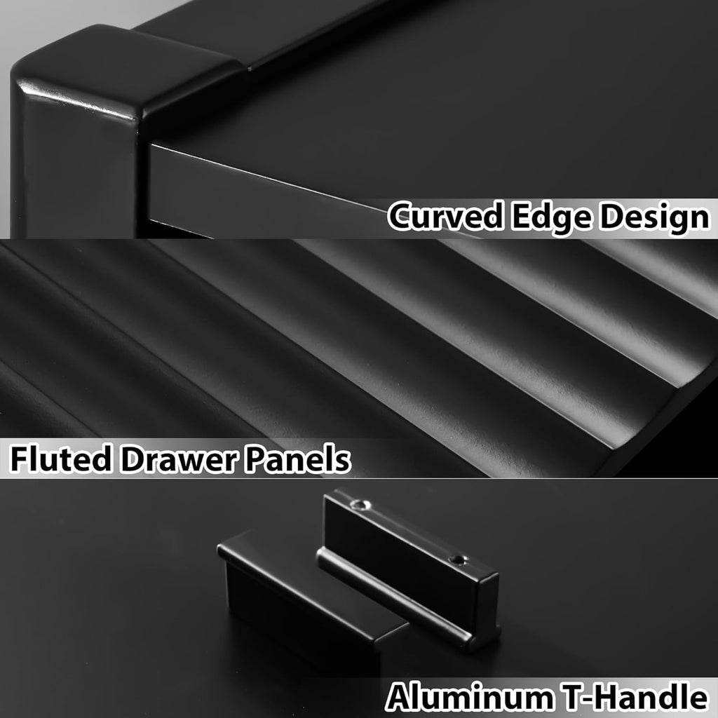 Black 6 Drawer Wood Dresser X10476