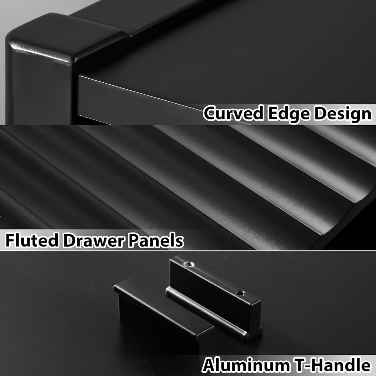 Black 6 Drawer Wood Dresser X10476