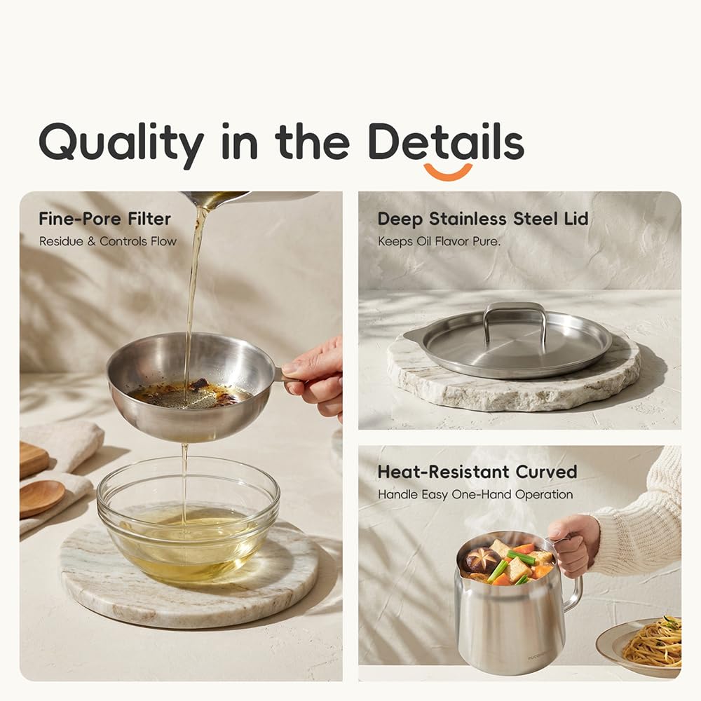 2L 304 Stainless Steel Deep Fryer Pot with Basket, Strainer & Lid H421253