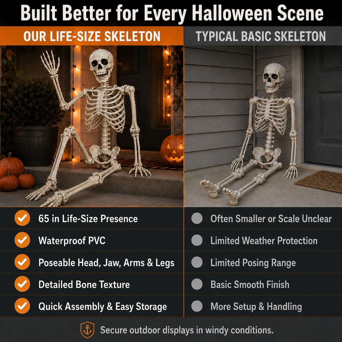 5.4FT Life Size Posable Human Skeleton with Movable Jaw Z73135