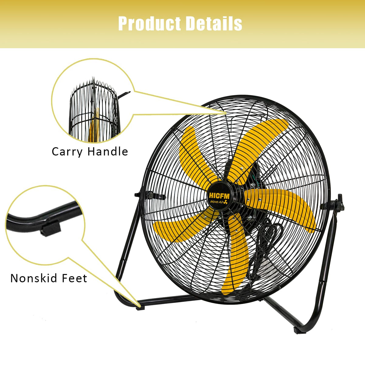 2 Pcs 20-inch 5300 CFM High Velocity Metal Floor Fan Z452531
