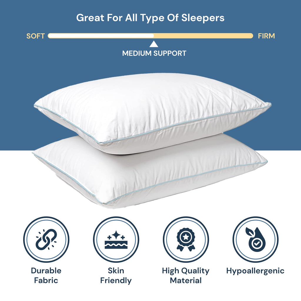Blue King Size Down Alternative Cotton Pillows 2 Pack K447