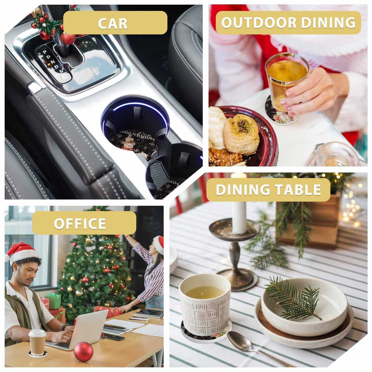 Absorbent Ceramic Stone Car Coasters Set of 2 L818