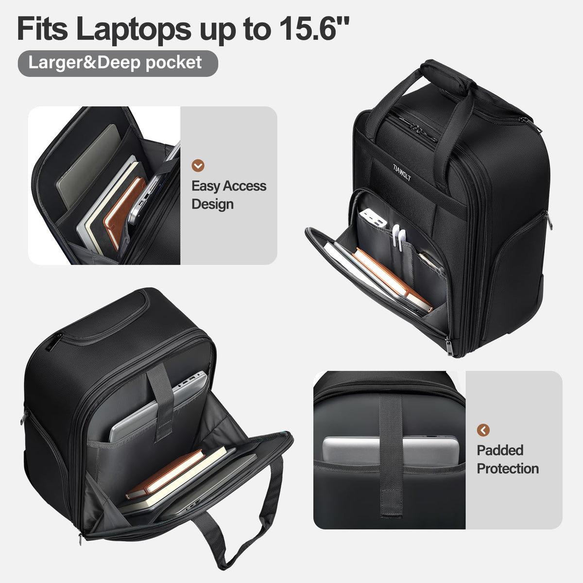 16-Inch Underseat Carry on Luggage with Wheels Black N692963
