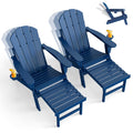 Adjustable Adirondack Chairs with Ottoman Set of 2 Blue M5940